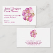 Roze Glitter-ballonnen Visitekaartje (Voorkant / Achterkant)