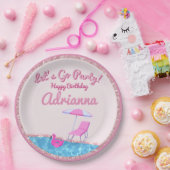 Roze Glitter Beach Party Papieren Bordje (Feest)