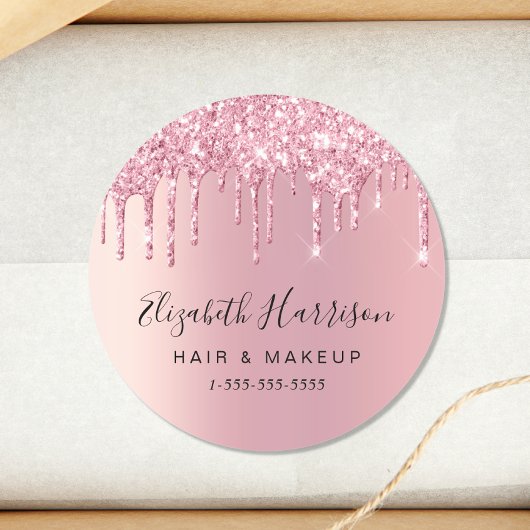 Roze Glitter Beauty Ronde Sticker