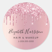 Roze Glitter Beauty Ronde Sticker (Voorkant)