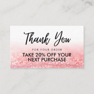 Roze Glitter Beauty Salon Modern Discount Card Visitekaartje