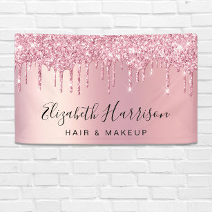 Roze Glitter Beauty Salon Spandoek