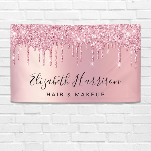 Roze Glitter Beauty Salon Spandoek