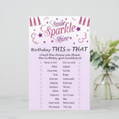 Roze glitter Birthday Dit of dat spel (Staand voorkant)