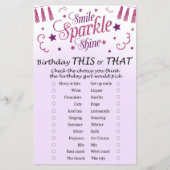 Roze glitter Birthday Dit of dat spel (Voorkant)