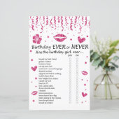 Roze glitter Birthday Ever of Nooit Game (Staand voorkant)