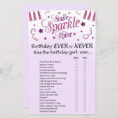 Roze glitter Birthday Ever of Nooit Game (Voorkant / Achterkant)