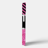 Roze Glitter Black Chevron MonogramMED Case-Mate iPhone Case (Achterkant / Rechts)