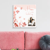 Roze Glitter Bloemen Bloemen Foto 50ste Verjaardag Canvas Afdruk (Insitu (Woonkamer))