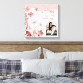 Roze Glitter Bloemen Bloemen Foto 50ste Verjaardag Canvas Afdruk (Insitu (Slaapkamer))