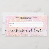 Roze glitter bokeh chic grilylogo gift certificaat (Achterkant)