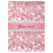 Roze Glitter Bokeh en Diamonds - Gepersonaliseerd Klembord (Achterkant)