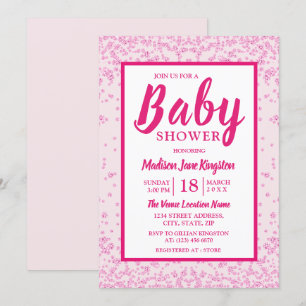 Roze Glitter Border Girly Baby shower nodigt uit Kaart