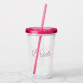 Roze Glitter Bruid Huwelijk Fuschsia Acryl Drinkbeker (Achterkant)