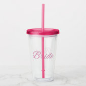 Roze Glitter Bruid Huwelijk Fuschsia Acryl Drinkbeker (Voorkant)