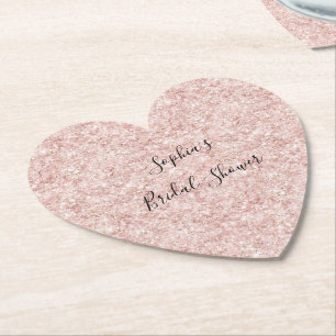 Roze Glitter Bruiloft Borrel Kartonnen Onderzetters