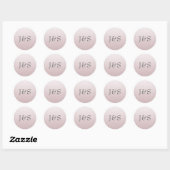 Roze glitter bruiloft gepersonaliseerde initiaal s ronde sticker (Vel)