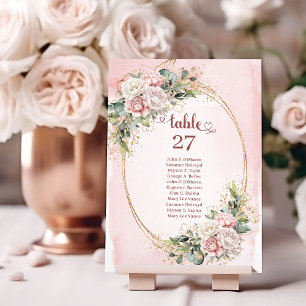 Roze Glitter Bruiloft Tafel Nummer Display Kaart