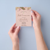 Roze Glitter Budget Eerste Communie Flyer (Hand)