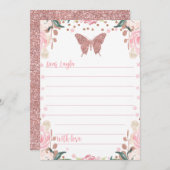 Roze Glitter Butterfly Time Capsule Kaart (Voorkant / Achterkant)