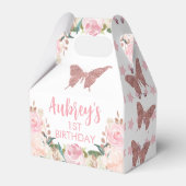 Roze Glitter Butterfly Verjaardag Gable Favoriet B Bedankdoosjes (Voorkant Zijde)