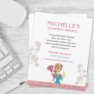 Roze Glitter Cartoon Dienst Dienst voor het schoon Flyer