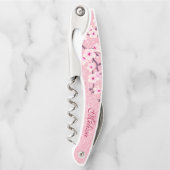 Roze Glitter Cherry Blossom Monogram Girly Kurkentrekker (Voorkant)