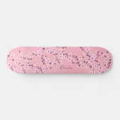 Roze Glitter Cherry Blossom Monogram Skateboard (Horizontaal)
