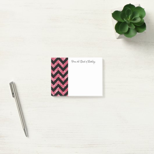 Roze Glitter Chevron Opmerkingen Post-it® Notes (Kantoor)
