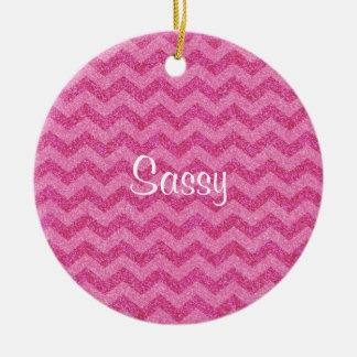 roze glitter chevron zig zag sparkles keramisch ornament