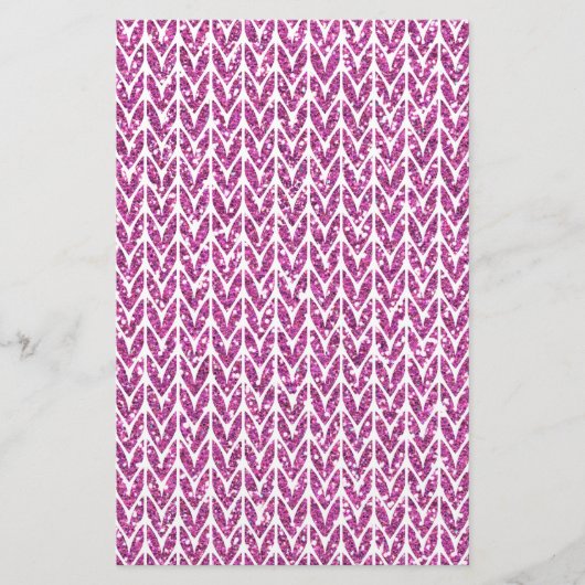 Roze Glitter Chevrons Knit Pattern Print Briefpapier (Voorkant)
