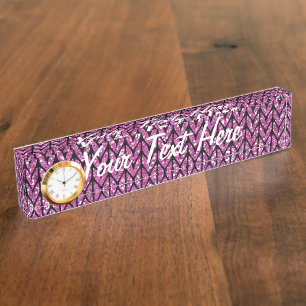 Roze Glitter Chevrons Knit Pattern Print Naambordje