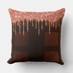 Roze Glitter Chocolade Drip Suiker Snoepjes Meisje Kussen