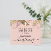 Roze Glitter Christening Sparen de Begroting van d (Staand voorkant)