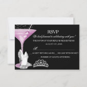 Roze Glitter Cocktail Bachelorette Party RSVP (Voorkant)