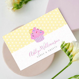 Roze Glitter Cupcake Bakkerij Patisserie Chef op G Visitekaartje