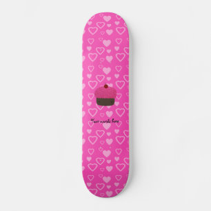Roze glitter cupcake roze harten skateboard
