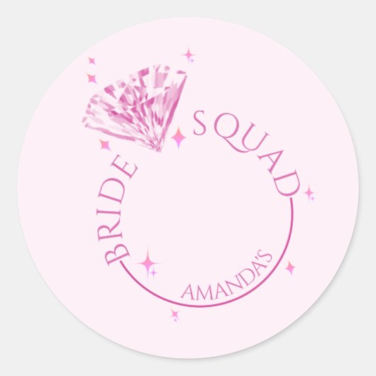 Roze Glitter Diamanten Verlovingsfeestje Ronde Sticker (Voorkant)