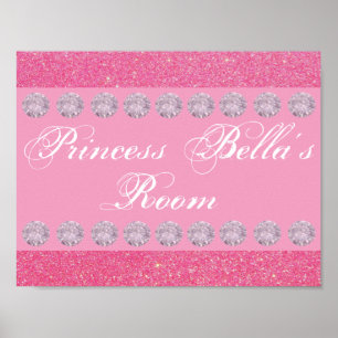 Roze Glitter Diamond Princess Room Persoonlijk Poster