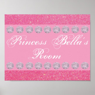 Roze Glitter Diamond Princess Room Persoonlijk Poster