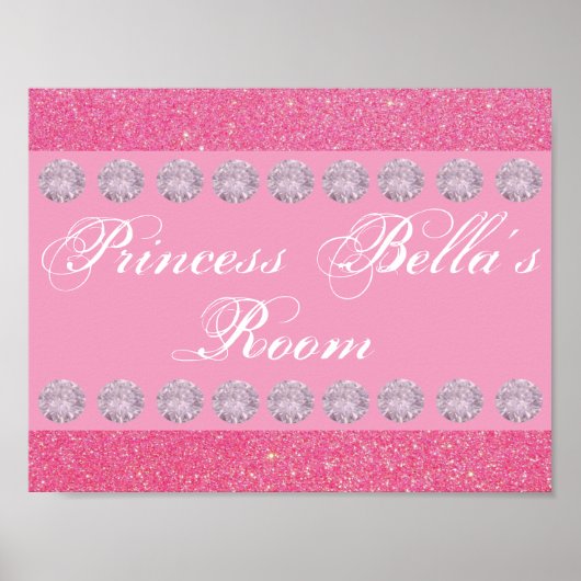 Roze Glitter Diamond Princess Room Persoonlijk Poster (Voorkant)