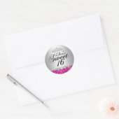 Roze Glitter & Diamond Tiara Sweet 16 Sticker (Envelop)