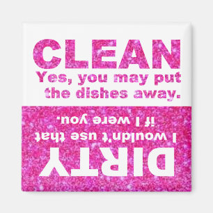 Roze Glitter Dishwasmachine Magneet