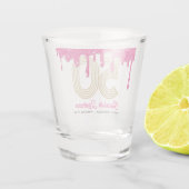 Roze glitter Drip 50th Birthday Shot Glass Shot Glas (Achterkant)