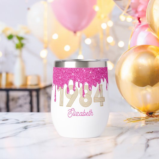 Roze Glitter Drip Gold 1984 40ste verjaardag (Vrijgezellenfeest)