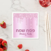 Roze glitter Drip Happy Passover Servet (Insitu)