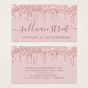 Roze Glitter Drip Jewelry Boutique Visitekaartje