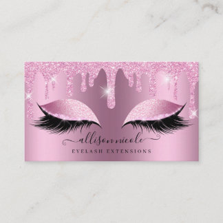 Roze Glitter Drip Metallic Folie Eyelash Visitekaartje