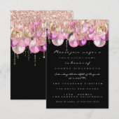 Roze glitter Drips Roos Confetti Bridal Sweet 16th Kaart (Voorkant / Achterkant)