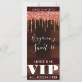 Roze Glitter Druppel Chocoladereep Party VIP (Voorkant)